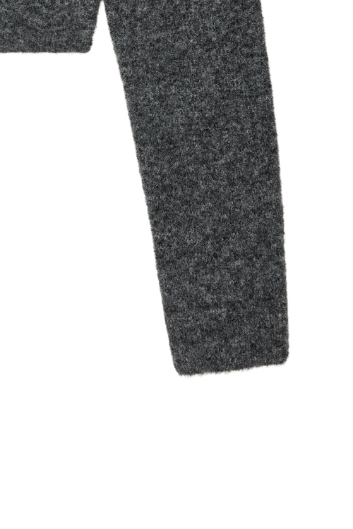ALPACA ROUND KNIT CARDIGAN IN CHARCOAL