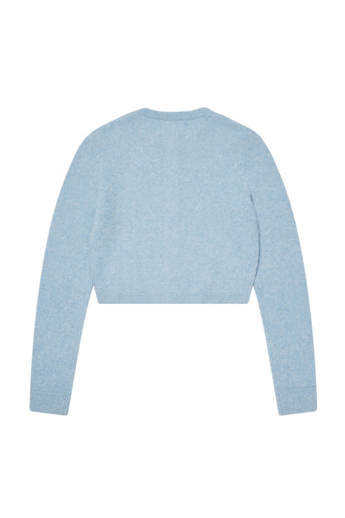 ALPACA ROUND KNIT CARDIGAN IN LIGHT BLUE
