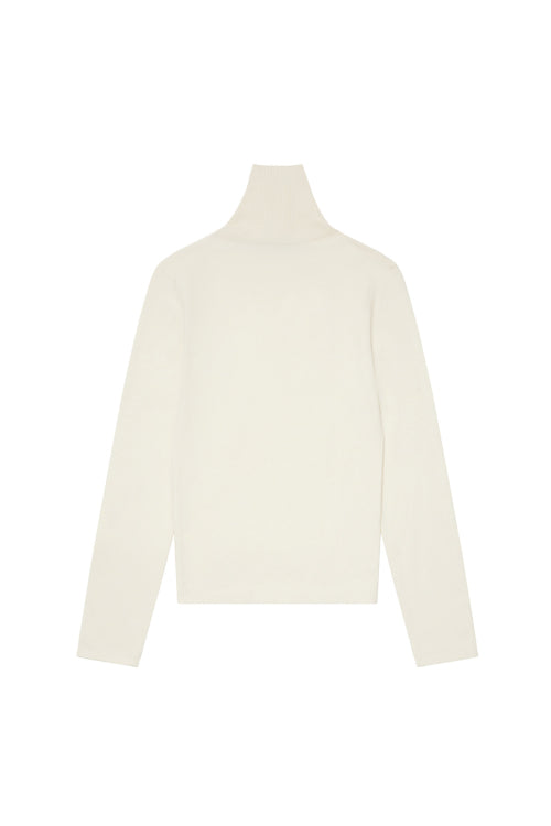 TURTLENECK SLIM KNIT TOP IN CREAM