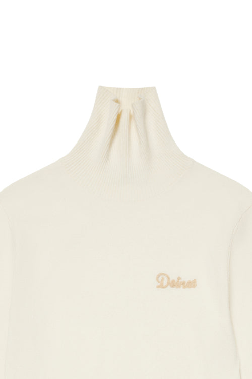TURTLENECK SLIM KNIT TOP IN CREAM