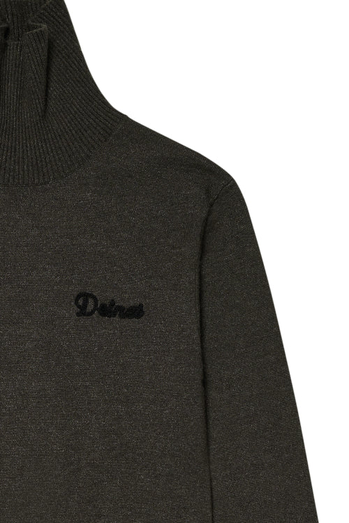 TURTLENECK SLIM KNIT TOP IN CHARCOAL