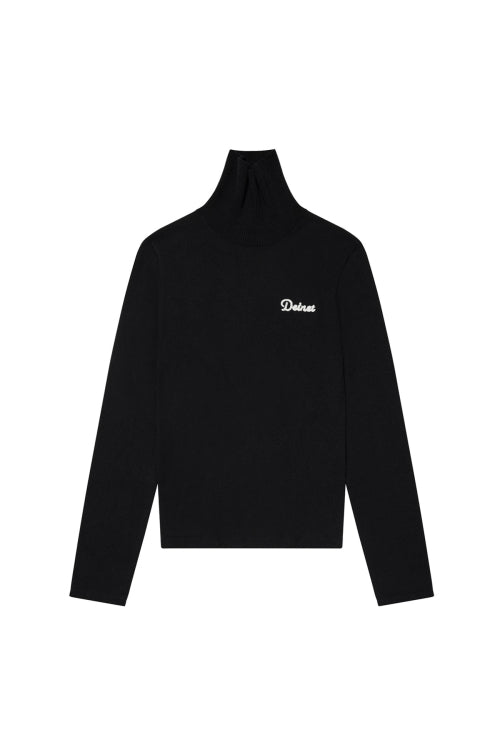 TURTLENECK SLIM KNIT TOP IN BLACK