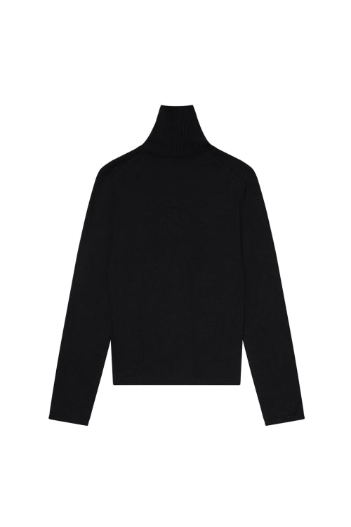 TURTLENECK SLIM KNIT TOP IN BLACK