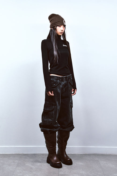 CHAIN DENIM M51 CARGO PANTS IN BLACK