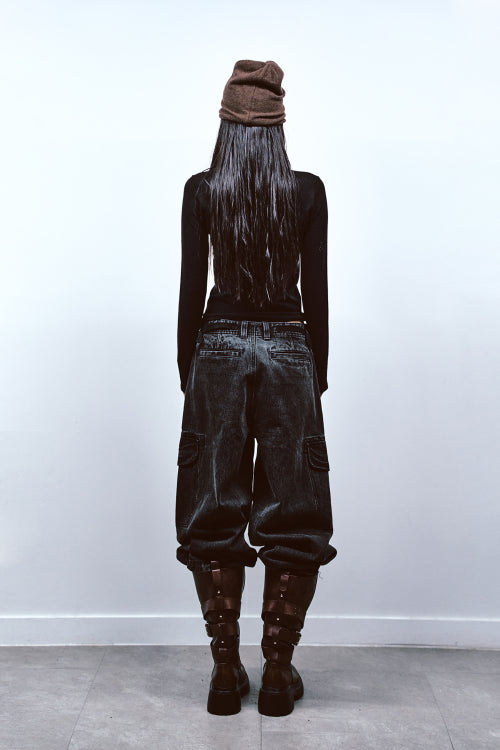 CHAIN DENIM M51 CARGO PANTS IN BLACK