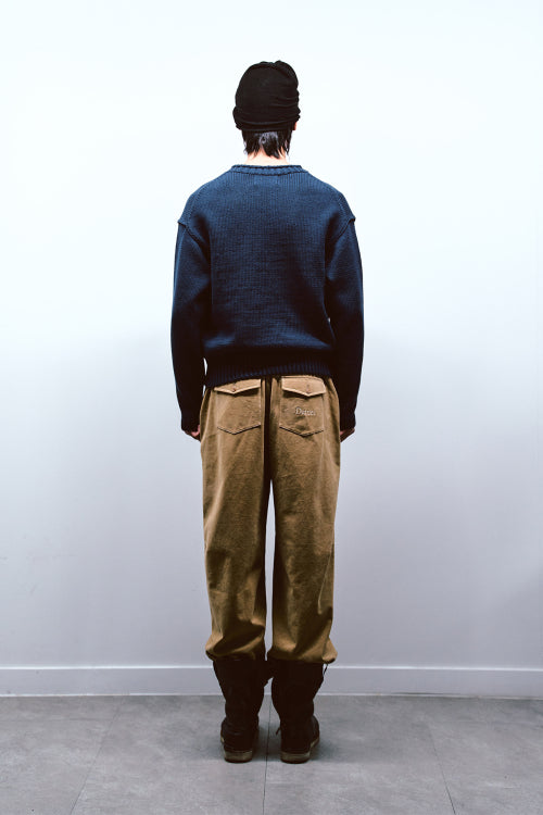 PEACH COTTON CURVED PANTS IN BEIGE