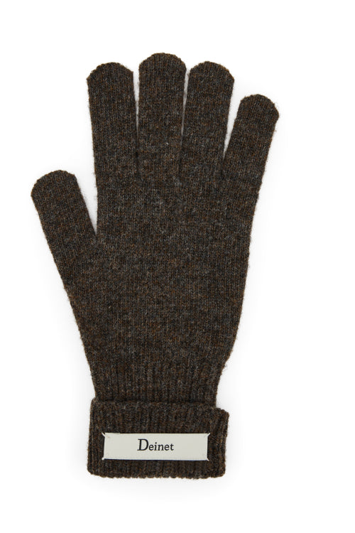 WOOL BASIC GLOVES IN DARK BROWN