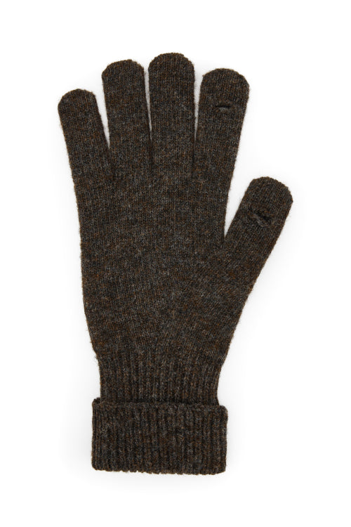 WOOL BASIC GLOVES IN DARK BROWN