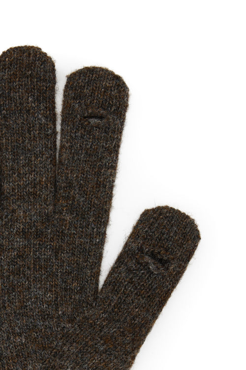 WOOL BASIC GLOVES IN DARK BROWN