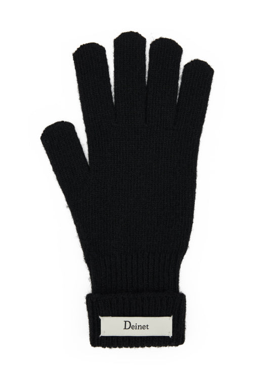 WOOL BASIC GLOVES IN BLACK