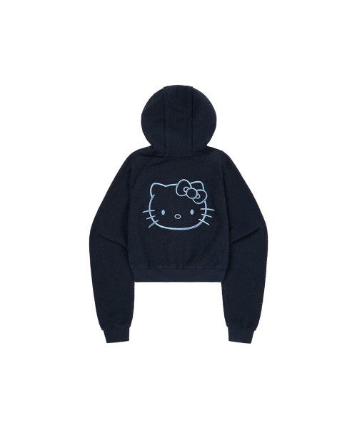 HELLO KITTY X ARUMARU CROPPED HOODIE ZIP JACKET SET_NAVY