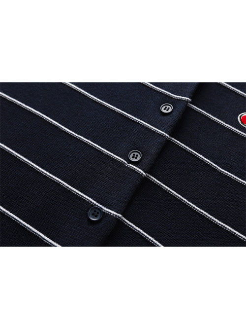 Small Cherry Stripe Crop Cardigan [Navy]