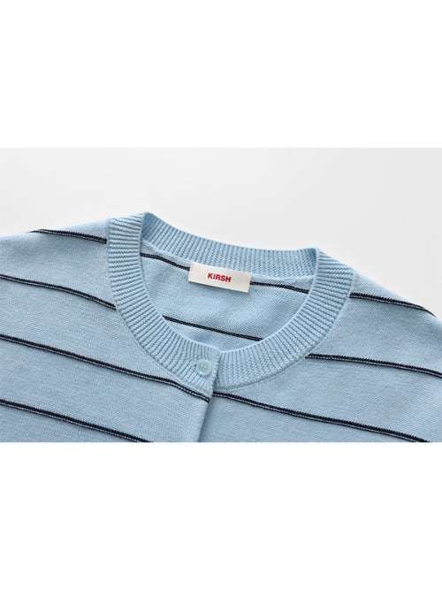 Small Cherry Stripe Crop Cardigan [Sky]