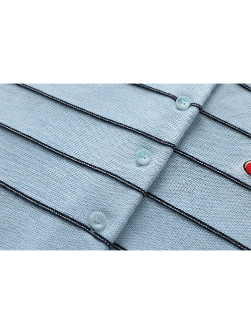 Small Cherry Stripe Crop Cardigan [Sky]