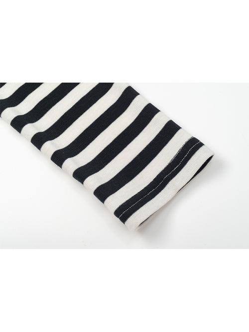 Small Cherry One Shoulder Stripe Long Sleeve [Black]