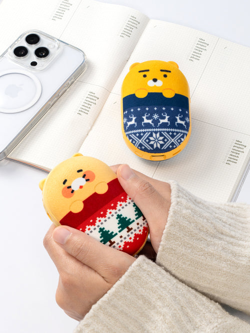 Kakao Friends Blanket Caps Double-Sided Heat Hand warmer Auxiliary Battery 5000 mAh Pebble Mini Hand warmer