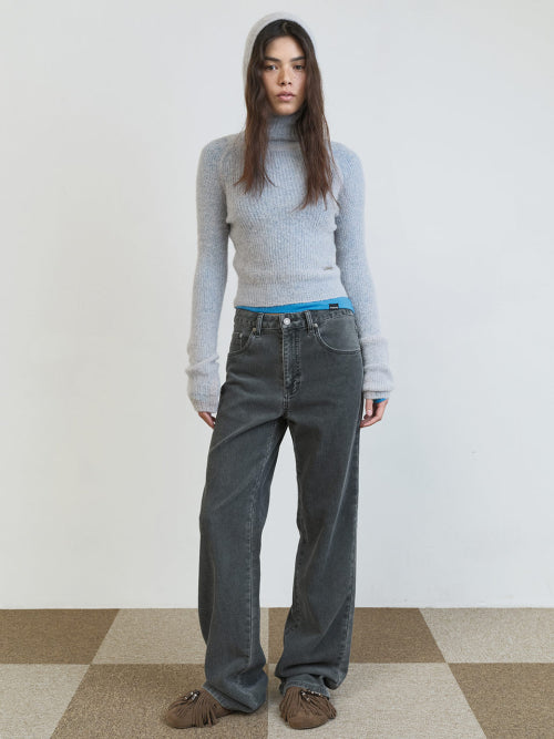Corduroy Straight Denim Pants in Grey VJ5WL392-12