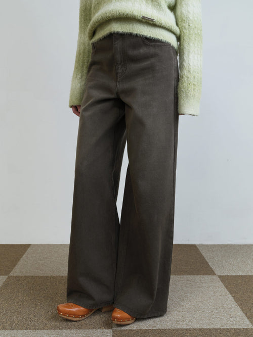Washed Color Denim Pants in Brown VJ5WL393-93