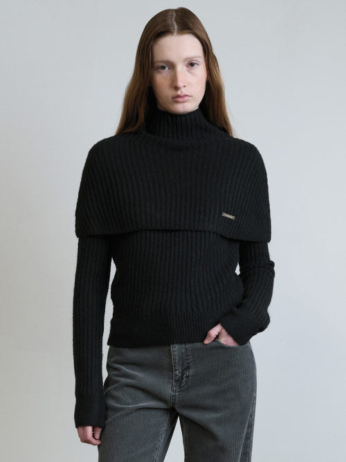 Turtle-neck Warmer Set Knit VK5WP294_2color