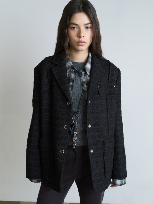 Quilted-lining Tweed Jacket VW5WJ246_2color