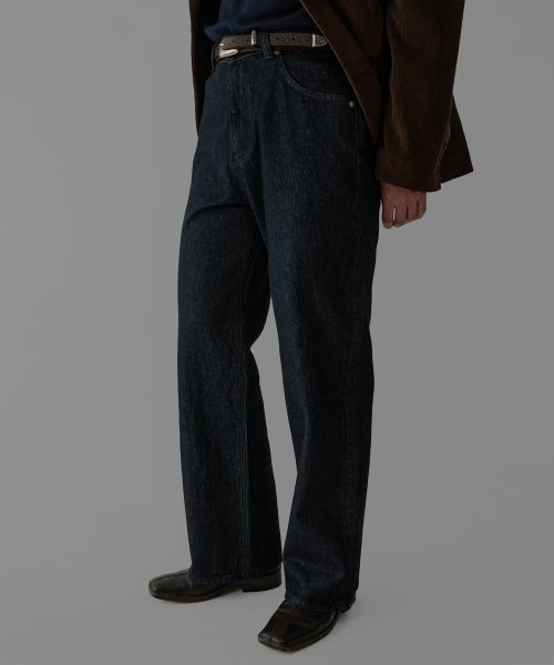 PREMIUM WASHED DARK INDIGO SEMIFLARE DENIM PANTS