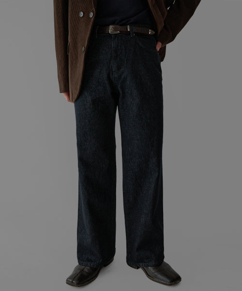 PREMIUM WASHED DARK INDIGO SEMIFLARE DENIM PANTS