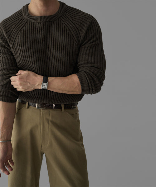 RIBBED RAGLAN MUSCLE KNIT [BROWN]