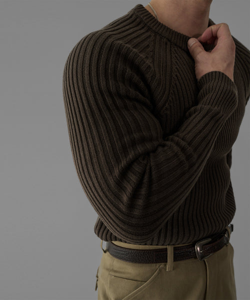 RIBBED RAGLAN MUSCLE KNIT [BROWN]