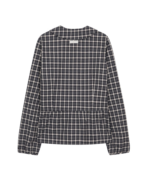 RUFFLE ROUND SHIRT CHECK CREAM