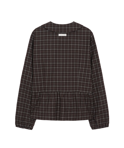 RUFFLE ROUND SHIRT CHECK BURGUNDY