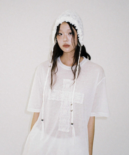 Heart Crocher Bonnet - IVORY