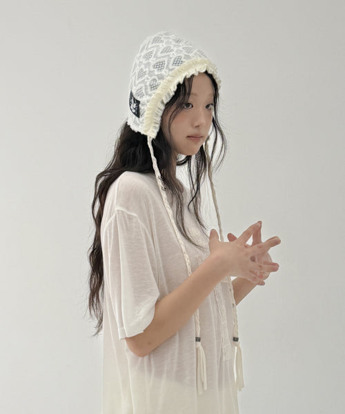 Heart Crocher Bonnet - IVORY