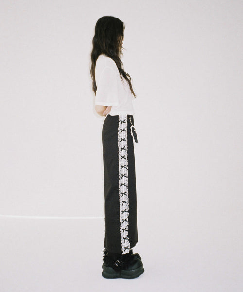 White Lace Maxi Skirt - BLACK