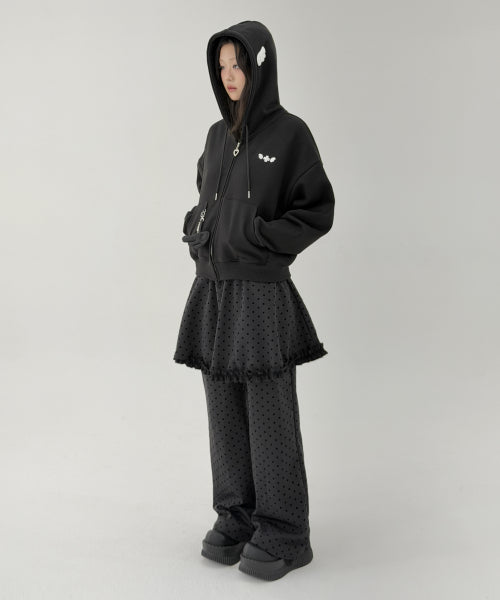 Dot Skirt Pants - BLACK