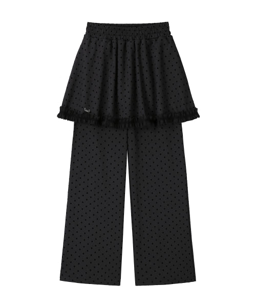 Dot Skirt Pants - BLACK