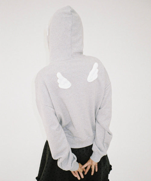 Angel Wing Zip-Up Hoodie - GREY