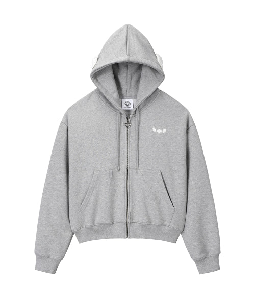 Angel Wing Zip-Up Hoodie - GREY
