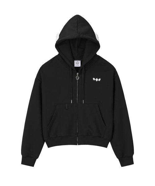Angel Wing Zip-Up Hoodie - BLACK