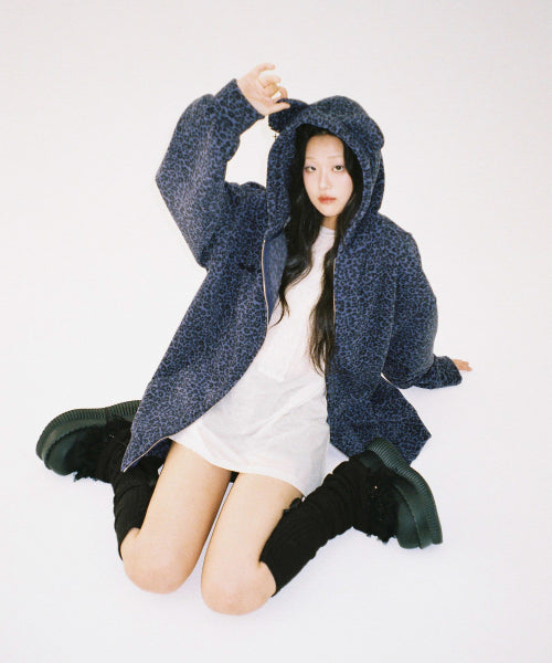 Teddy Leopard Zip-Up Hoodie – VIOLET