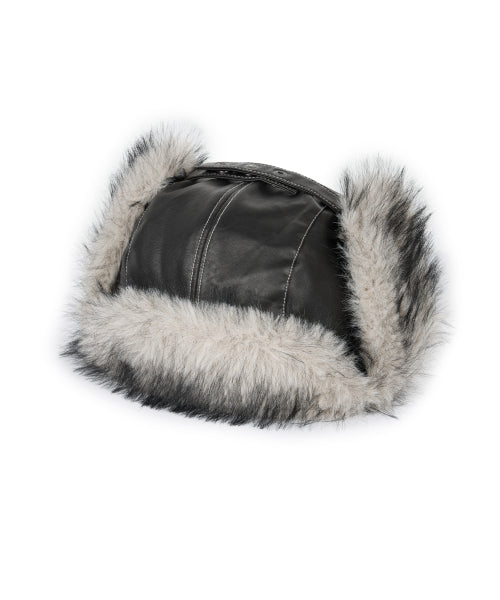 Biker Leather Earflap Hat (Black)