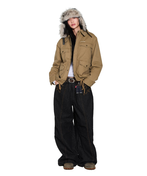 Biker Leather Earflap Hat (Black)