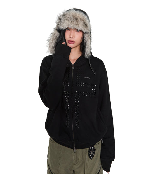 Biker Leather Earflap Hat (Black)