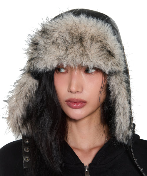 Biker Leather Earflap Hat (Black)