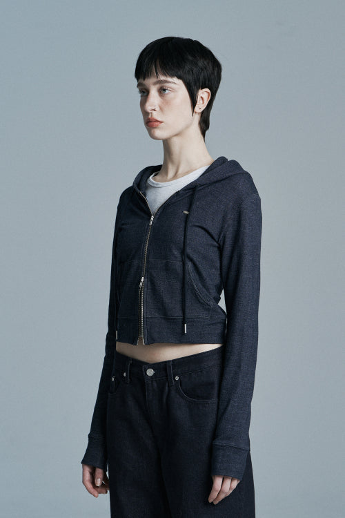 INDIGO SLIM DENIM ZIP UP BLUE