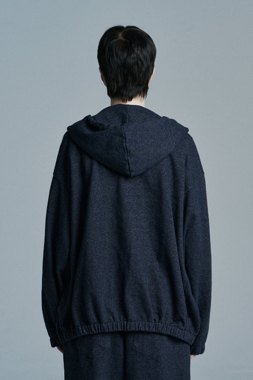 INDIGO OVERSIZED DENIM ZIP UP BLUE