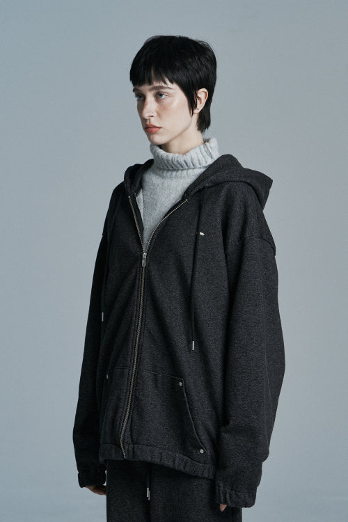 INDIGO OVERSIZED DENIM ZIP UP BLACK