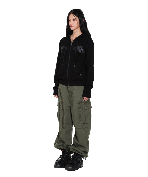 Oblique Zippered Cargo Pants (Khaki)