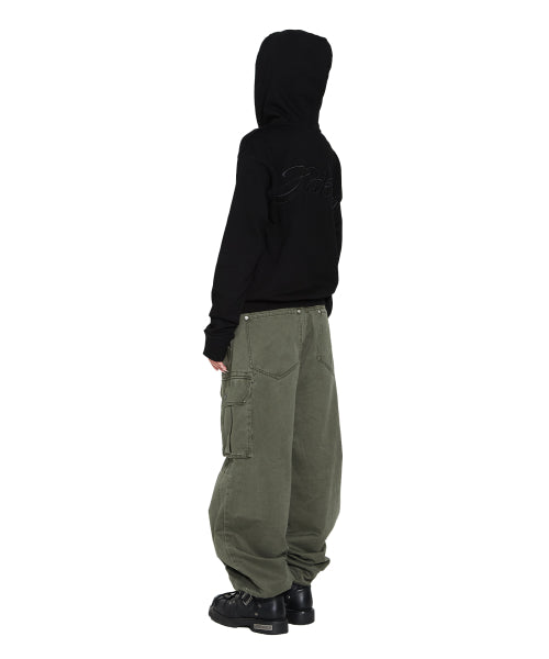 Oblique Zippered Cargo Pants (Khaki)