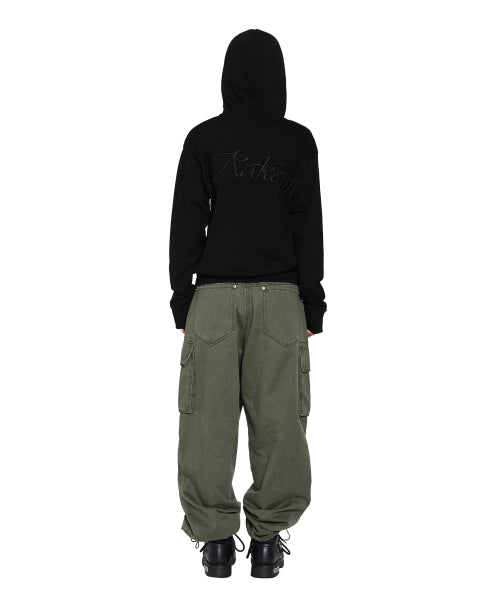 Oblique Zippered Cargo Pants (Khaki)