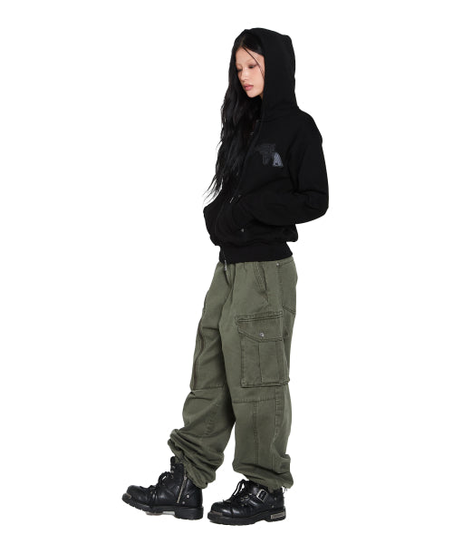 Oblique Zippered Cargo Pants (Khaki)